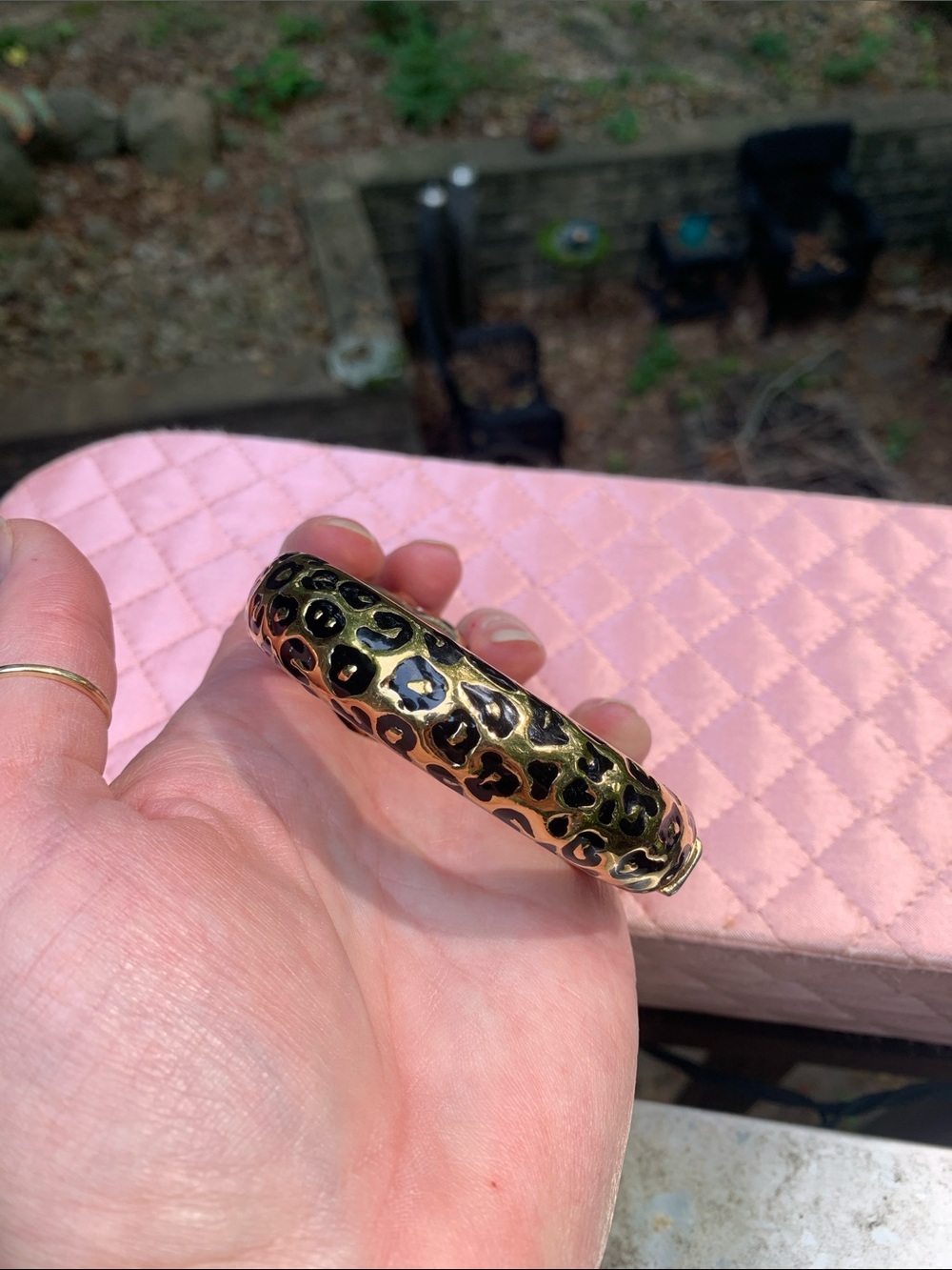 Ciner Leopard Hinged Bracelet with Swarovski Crystals and Green Cabochon Eyes - Picture 6 of 16